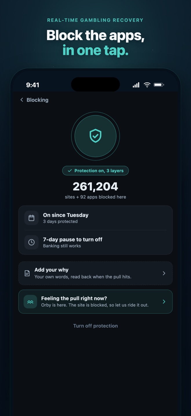 One-tap blocking: 261,204 gambling sites and 92 apps blocked on device