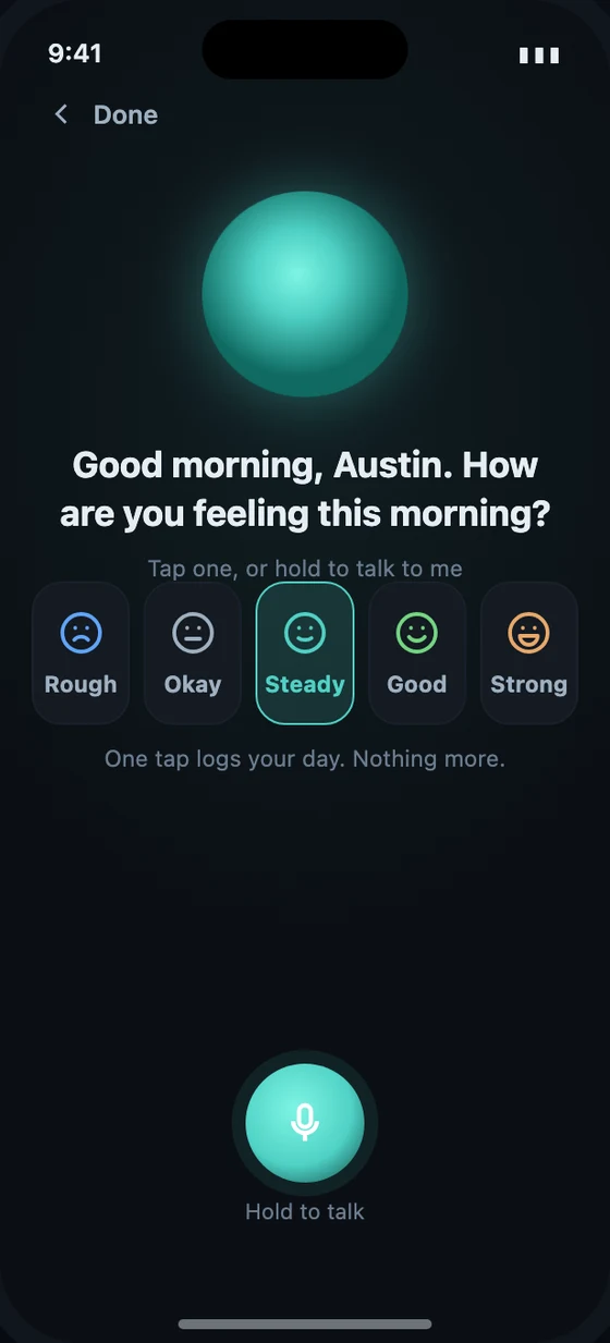 Cope Compass app dashboard showing the cosmic orb and a pre-game flood alert
