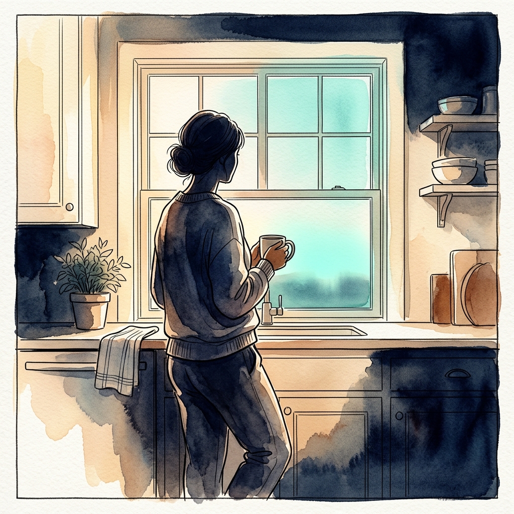 Watercolor illustration capturing Diana M.'s recovery moment